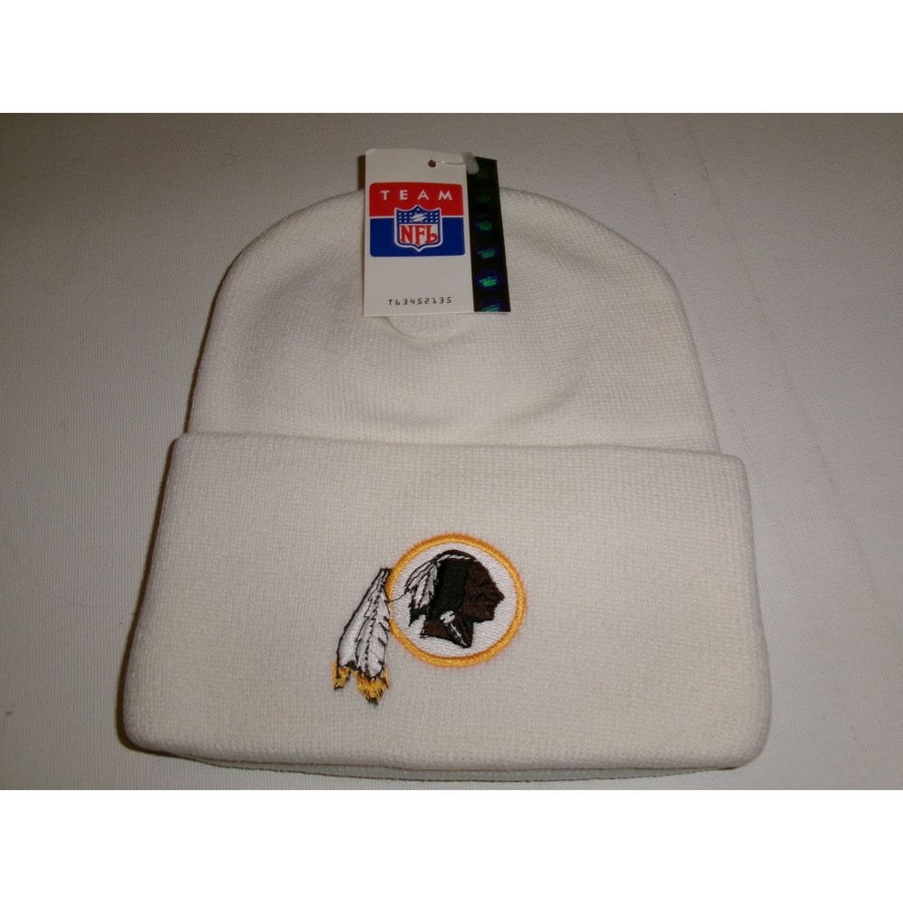 WASHINGTON REDSKINS LOGO 7 90S  KNIT BEANIE TOBOGGAN Y2K 00s HAT CAP VINTAGE BK